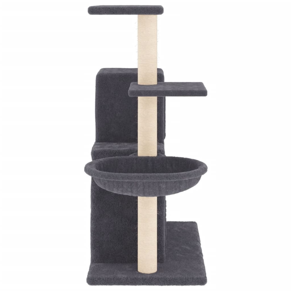 Árvore p/ gatos c/ postes arranhadores sisal 83 cm cinza-escuro