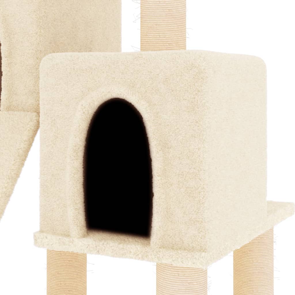 Árvore para gatos c/ postes arranhadores sisal 82 cm cor creme