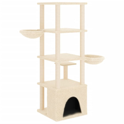 Árvore para gatos c/ postes arranhadores sisal 147 cm cor creme