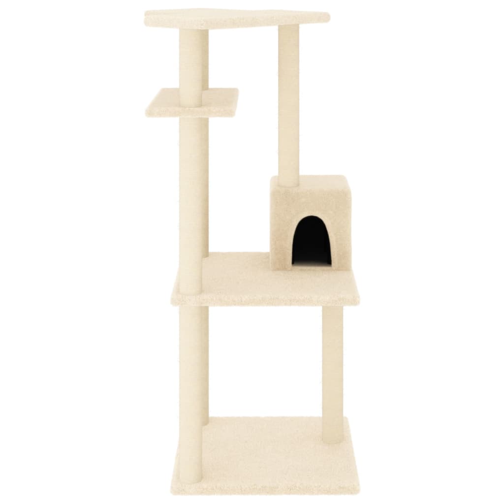 Árvore para gatos c/ postes arranhadores sisal 123 cm cor creme