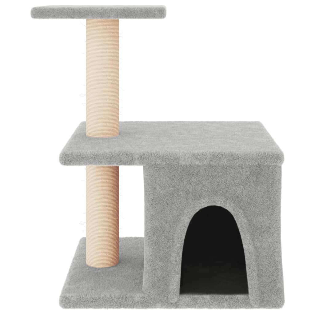 Árvore p/ gatos c/ postes arranhadores sisal 48 cm cinza-claro