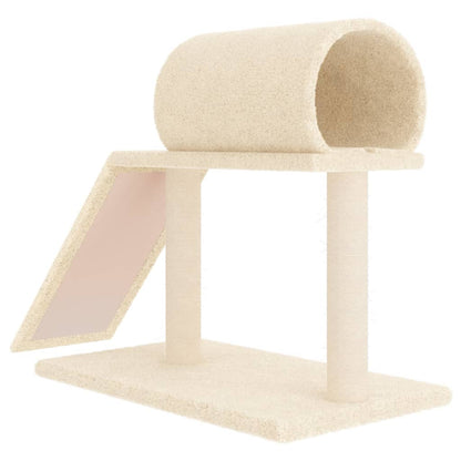 Postes arranhadores p/ gatos c/ túnel e escada 55,5 cm creme