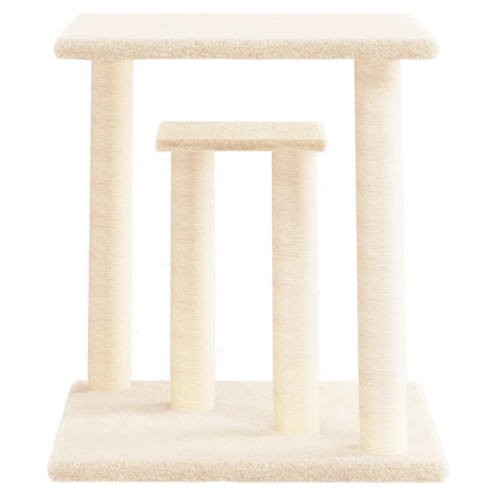 Postes arranhadores para gatos com plataformas 50 cm cor creme