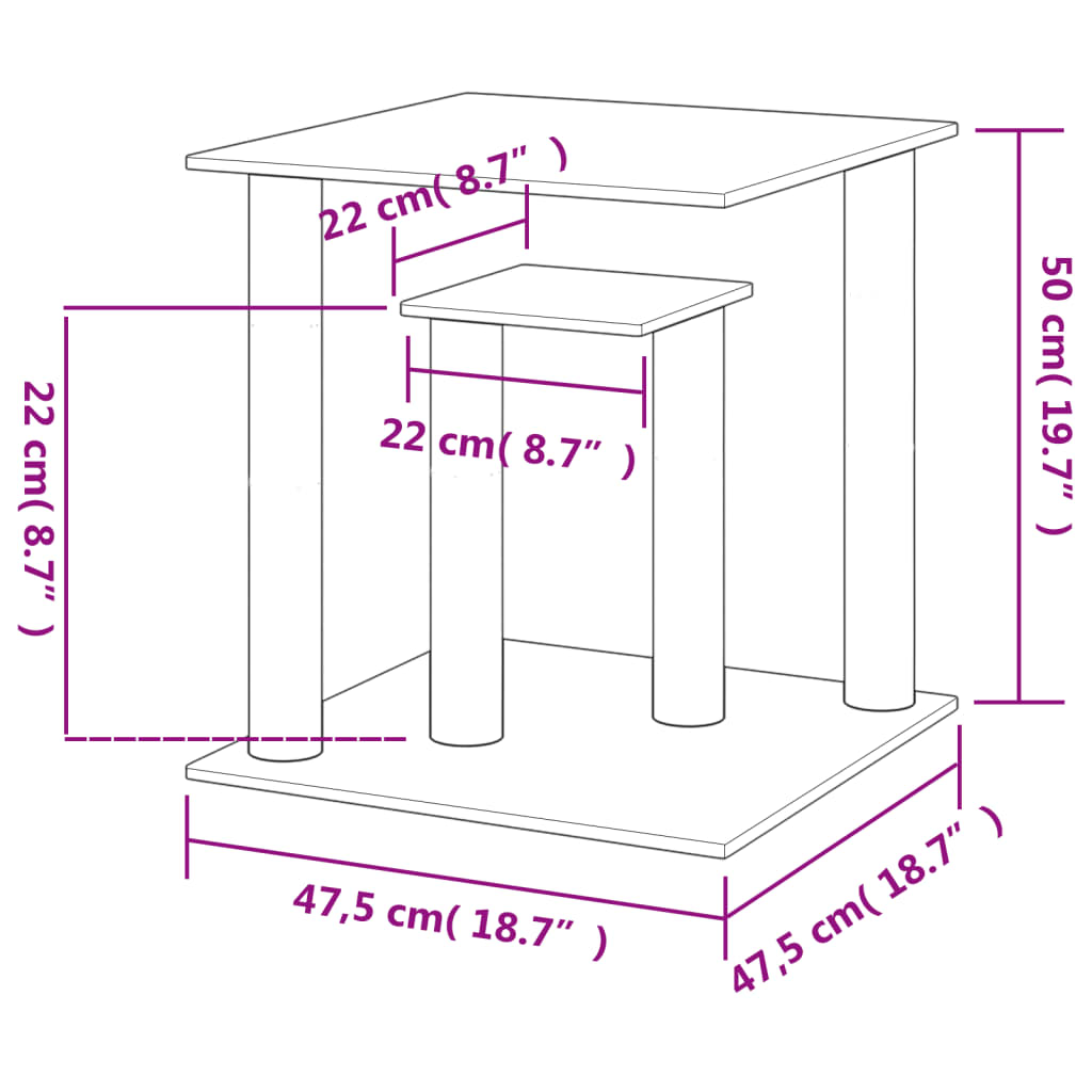 Postes arranhadores para gatos com plataformas 50cm cinza-claro