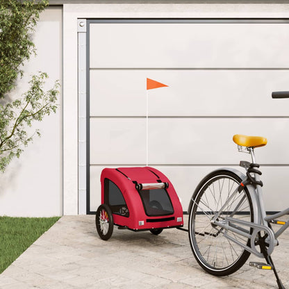 Reboque de bicicleta p/ cães tecido oxford/ferro vermelho