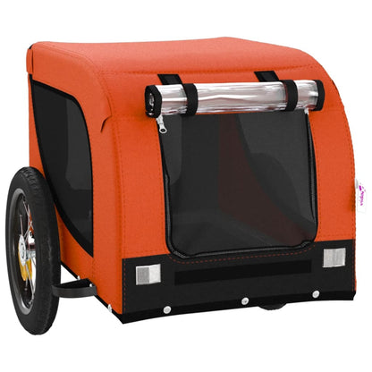 Reboque de Bicicleta p/ Cães -  Tecido Oxford, Ferro e PVC - 124x53x53 cm - Cor Laranja e Preto