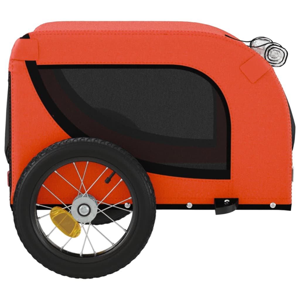 Reboque de Bicicleta p/ Cães -  Tecido Oxford, Ferro e PVC - 124x53x53 cm - Cor Laranja e Preto