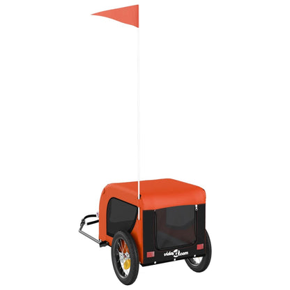 Reboque de Bicicleta p/ Cães -  Tecido Oxford, Ferro e PVC - 124x53x53 cm - Cor Laranja e Preto