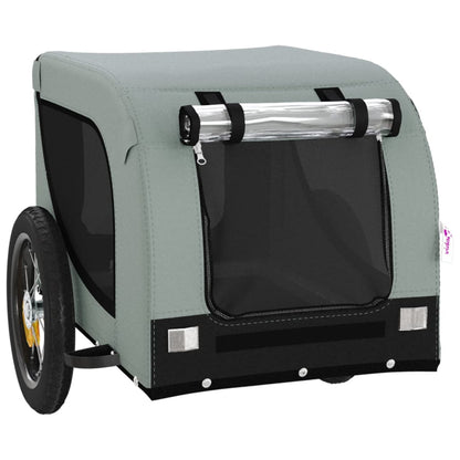 Reboque de Bicicleta p/ Cães -  Tecido Oxford, Ferro e PVC - 124x65x66 cm - Cor Cinzento e Preto