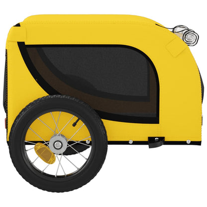 Reboque de Bicicleta p/ Cães -  Tecido Oxford, Ferro e PVC - 124x65x66 cm - Cor Amarelo e Preto