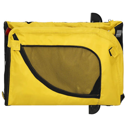 Reboque de Bicicleta p/ Cães -  Tecido Oxford, Ferro e PVC - 124x65x66 cm - Cor Amarelo e Preto