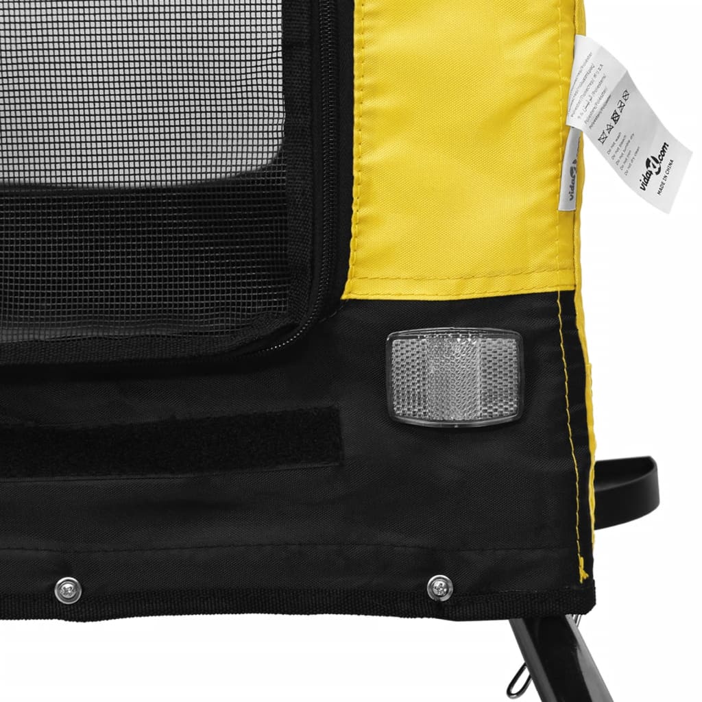 Reboque de Bicicleta p/ Cães -  Tecido Oxford, Ferro e PVC - 124x65x66 cm - Cor Amarelo e Preto