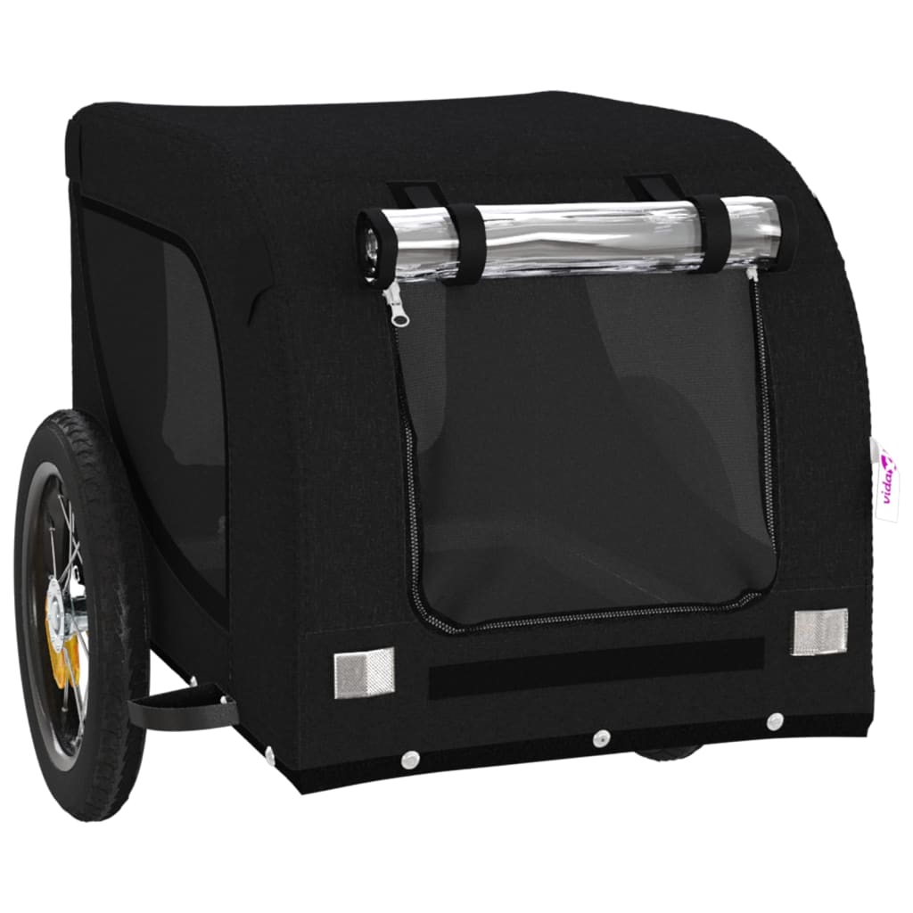 Reboque de Bicicleta p/ Cães -  Tecido Oxford, Ferro e PVC - 124x65x66 cm - Cor Preto