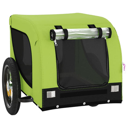 Reboque de Bicicleta p/ Cães -  Tecido Oxford, Ferro e PVC - 124x65x66 cm - Cor Verde e Preto