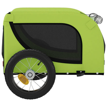 Reboque de Bicicleta p/ Cães -  Tecido Oxford, Ferro e PVC - 124x65x66 cm - Cor Verde e Preto