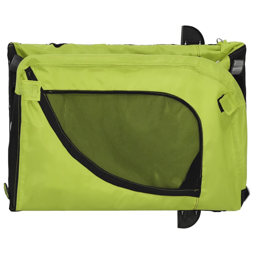 Reboque de Bicicleta p/ Cães -  Tecido Oxford, Ferro e PVC - 124x65x66 cm - Cor Verde e Preto