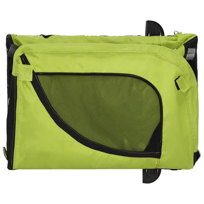 Reboque de Bicicleta p/ Cães -  Tecido Oxford, Ferro e PVC - 124x65x66 cm - Cor Verde e Preto