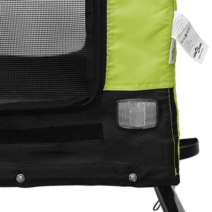 Reboque de Bicicleta p/ Cães -  Tecido Oxford, Ferro e PVC - 124x65x66 cm - Cor Verde e Preto