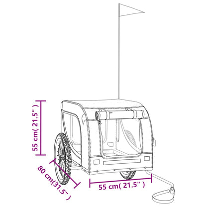 Reboque de bicicleta p/ cães tecido oxford/ferro cinza/preto