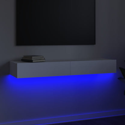 Móvel de TV com luzes LED 120x35x15,5 cm branco