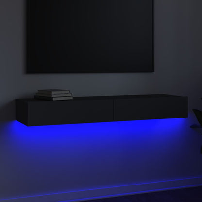 Móvel de TV com luzes LED 120x35x15,5 cm cinzento