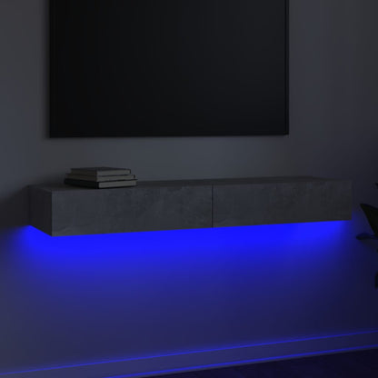 Móvel de TV com luzes LED 120x35x15,5 cm cinzento cimento