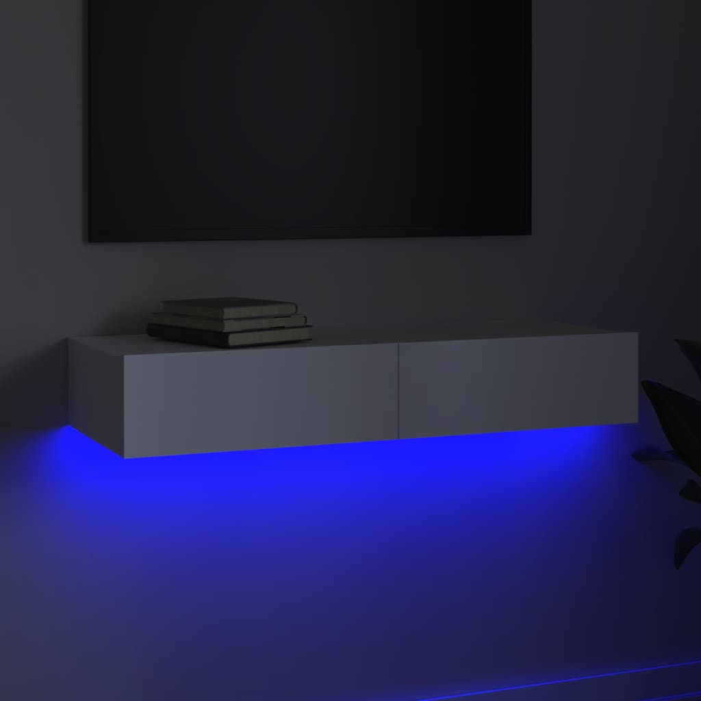 Móvel de TV com luzes LED 90x35x15,5 cm branco