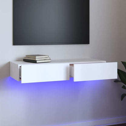 Móvel de TV com luzes LED 90x35x15,5 cm branco