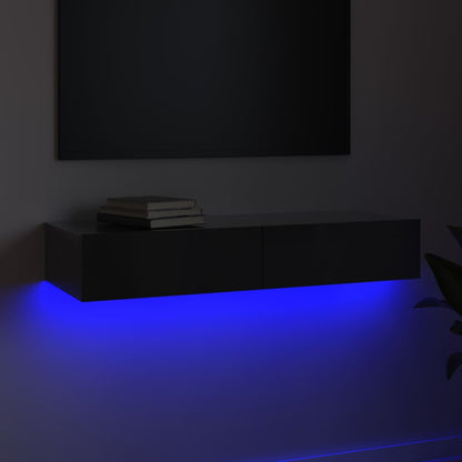 Móvel de TV com luzes LED 90x35x15,5 cm alto brilho cinzento