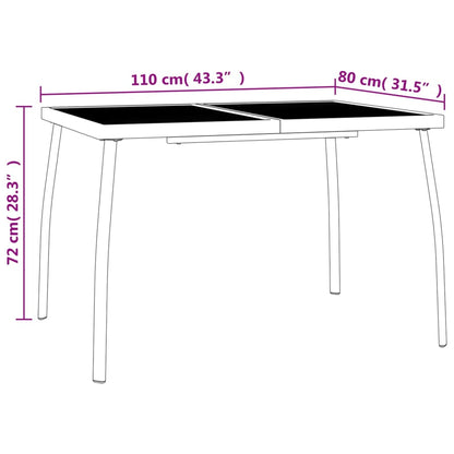 Mesa de jardim 110x80x72 cm malha de aço antracite