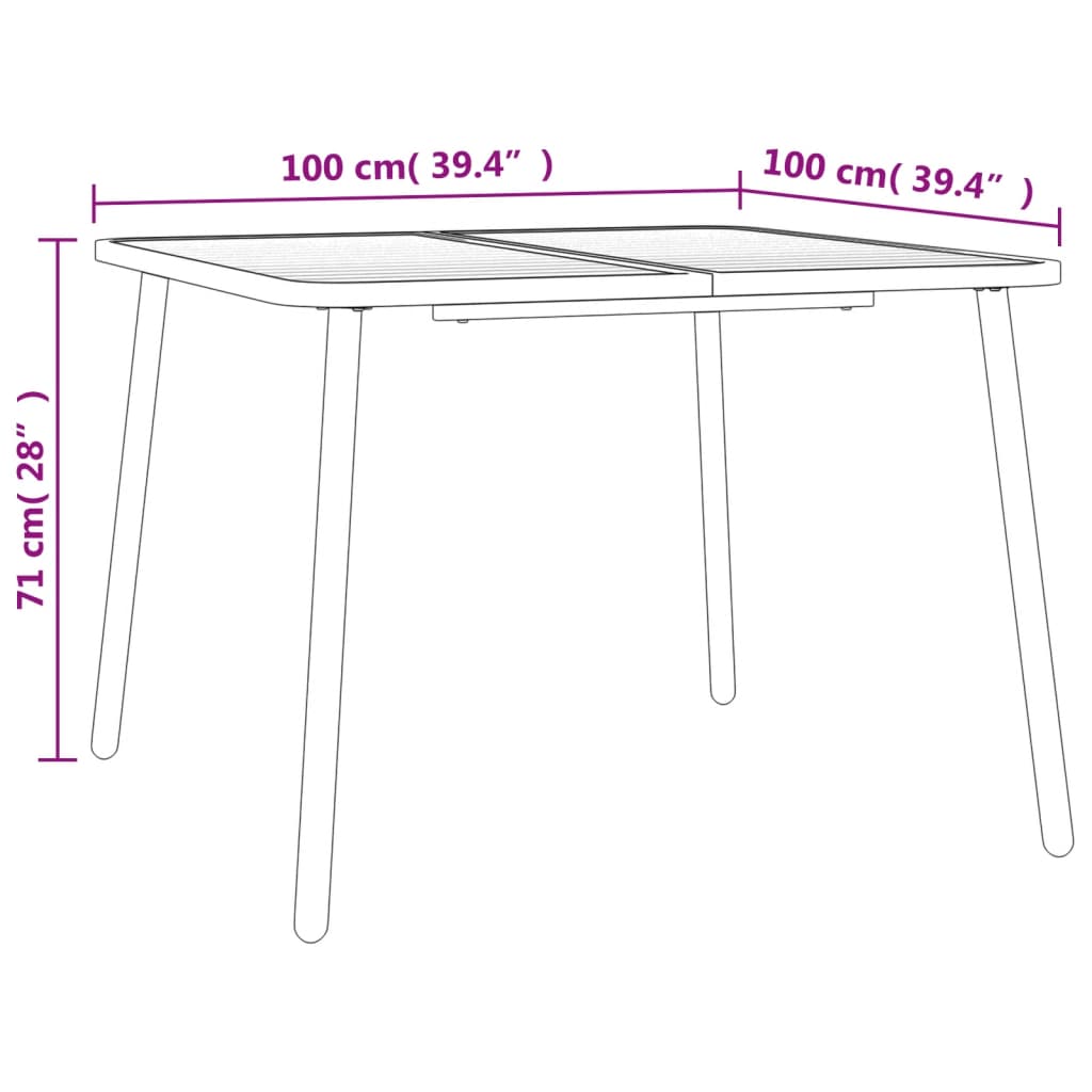 Mesa de jardim 100x100x71 cm aço antracite