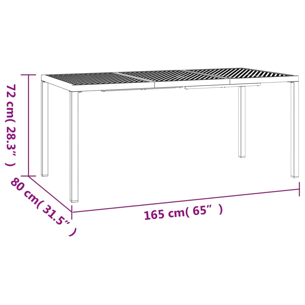 Mesa de jardim 165x80x72 cm aço antracite