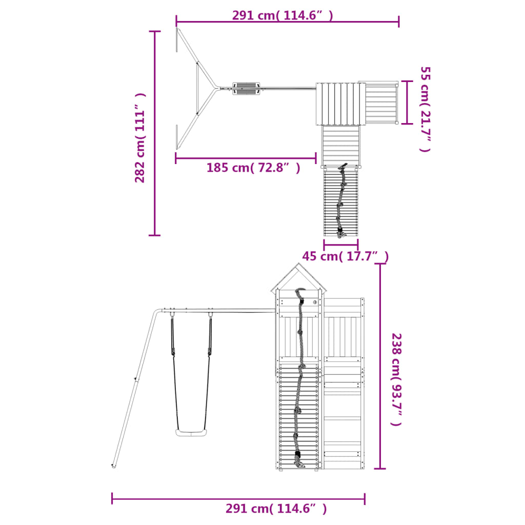 Conjunto de brincar para exterior madeira de douglas maciça