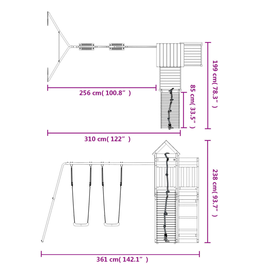 Conjunto de brincar para exterior madeira de pinho impregnada