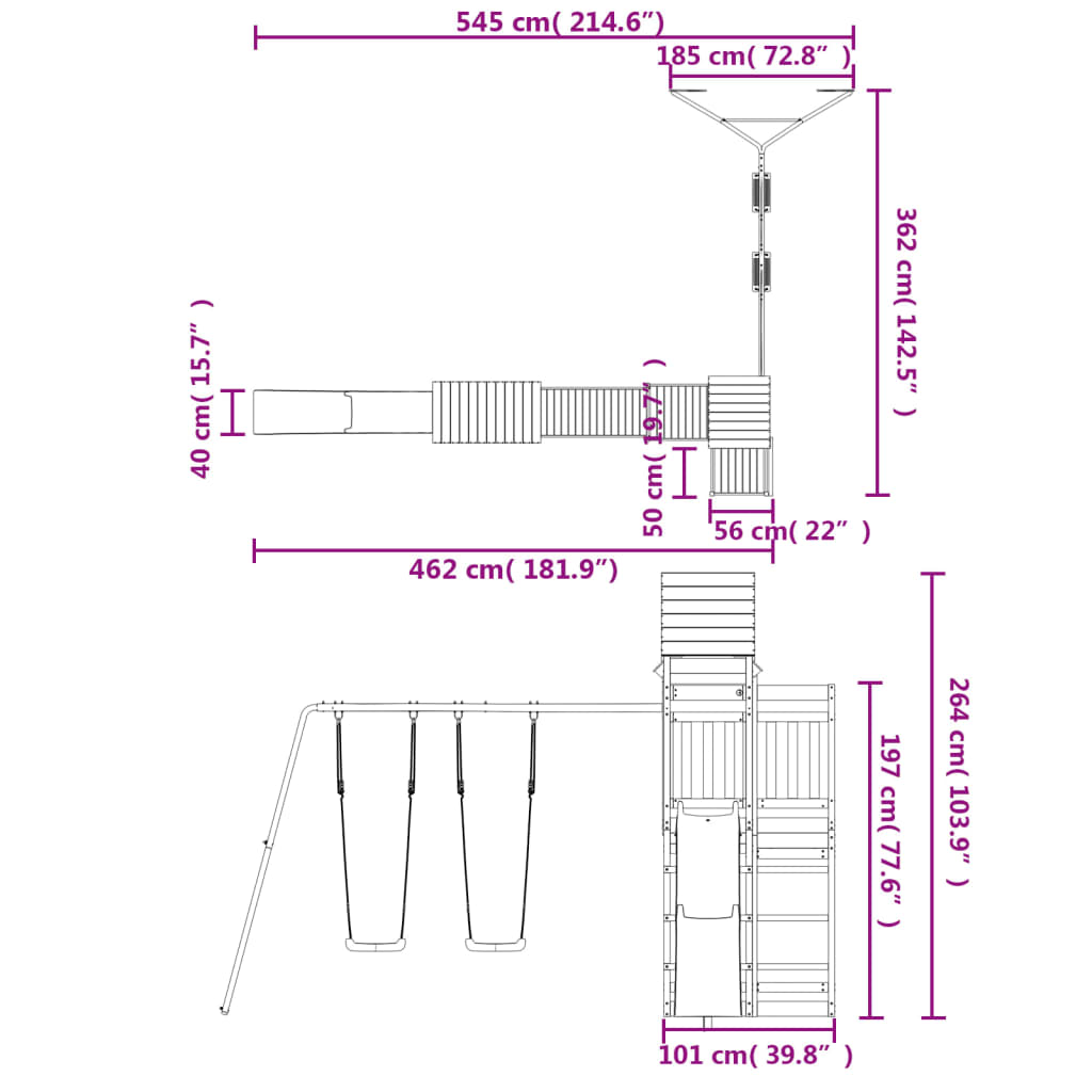 Conjunto de brincar para exterior madeira de douglas maciça