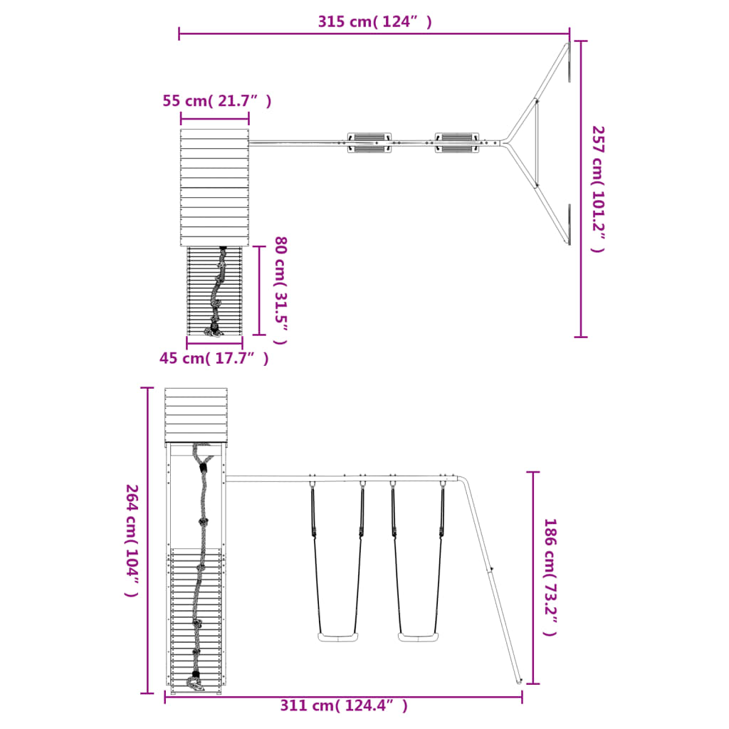 Conjunto de brincar para exterior madeira de pinho impregnada