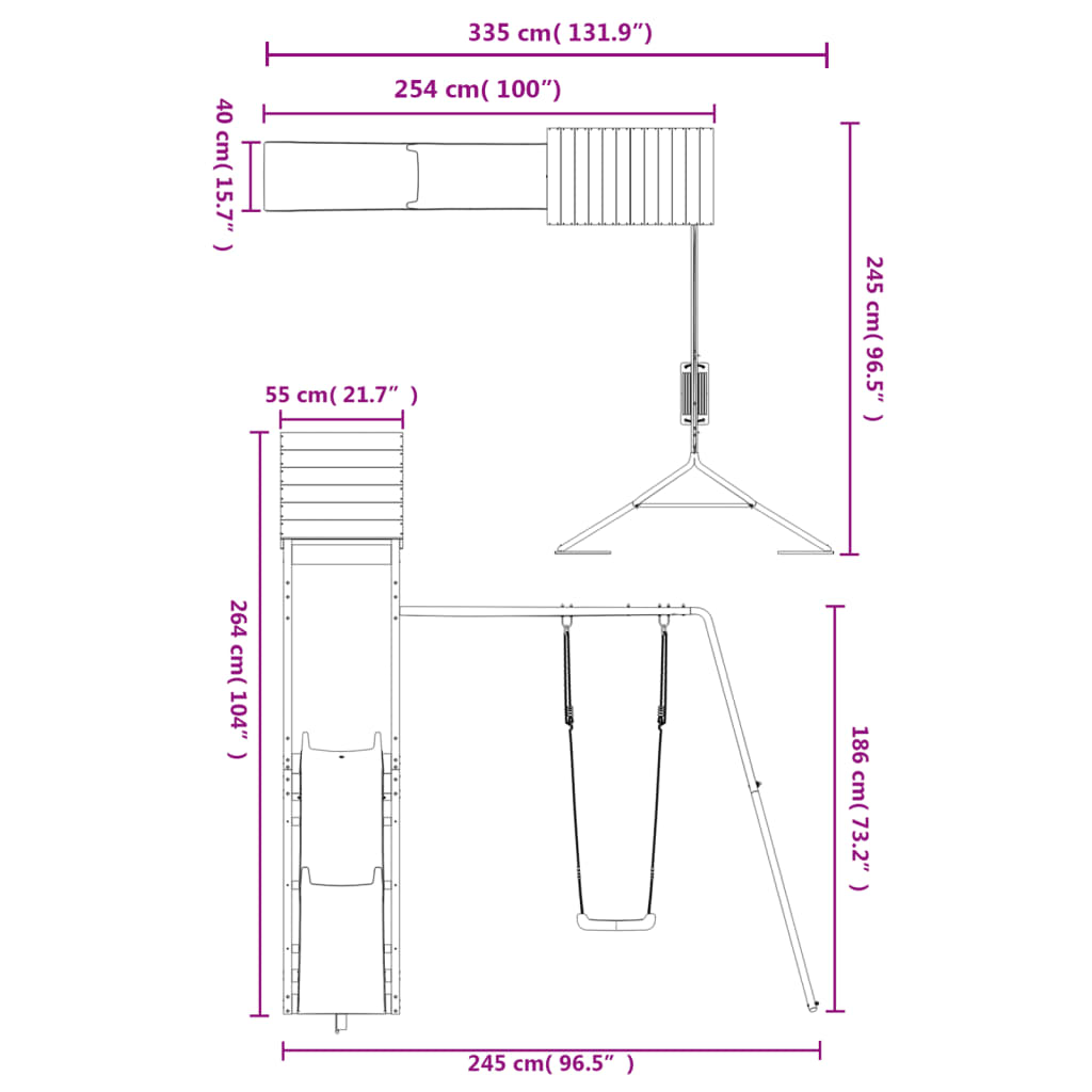 Conjunto de brincar para exterior madeira de pinho impregnada