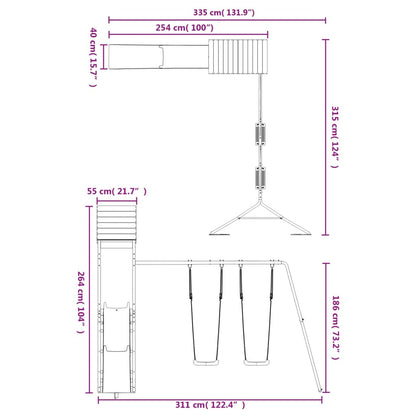 Conjunto de brincar para exterior madeira de pinho impregnada