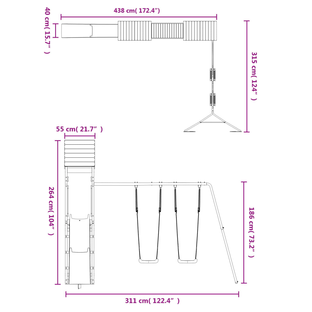 Conjunto de brincar para exterior madeira de pinho impregnada