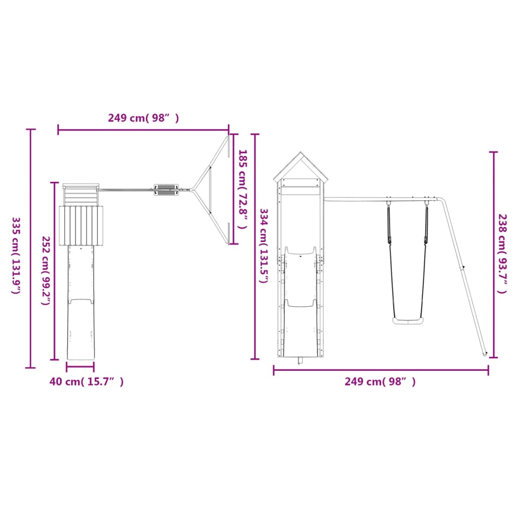 Conjunto de brincar para exterior madeira de douglas maciça