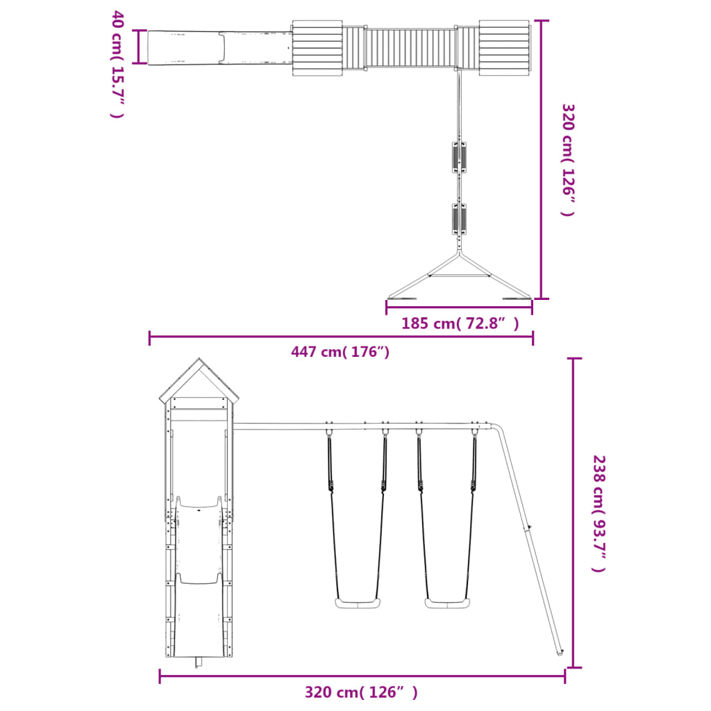 Conjunto de brincar para exterior madeira de pinho impregnada