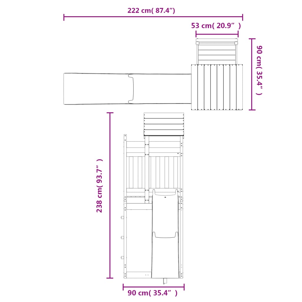 Conjunto de brincar para exterior madeira de pinho impregnada