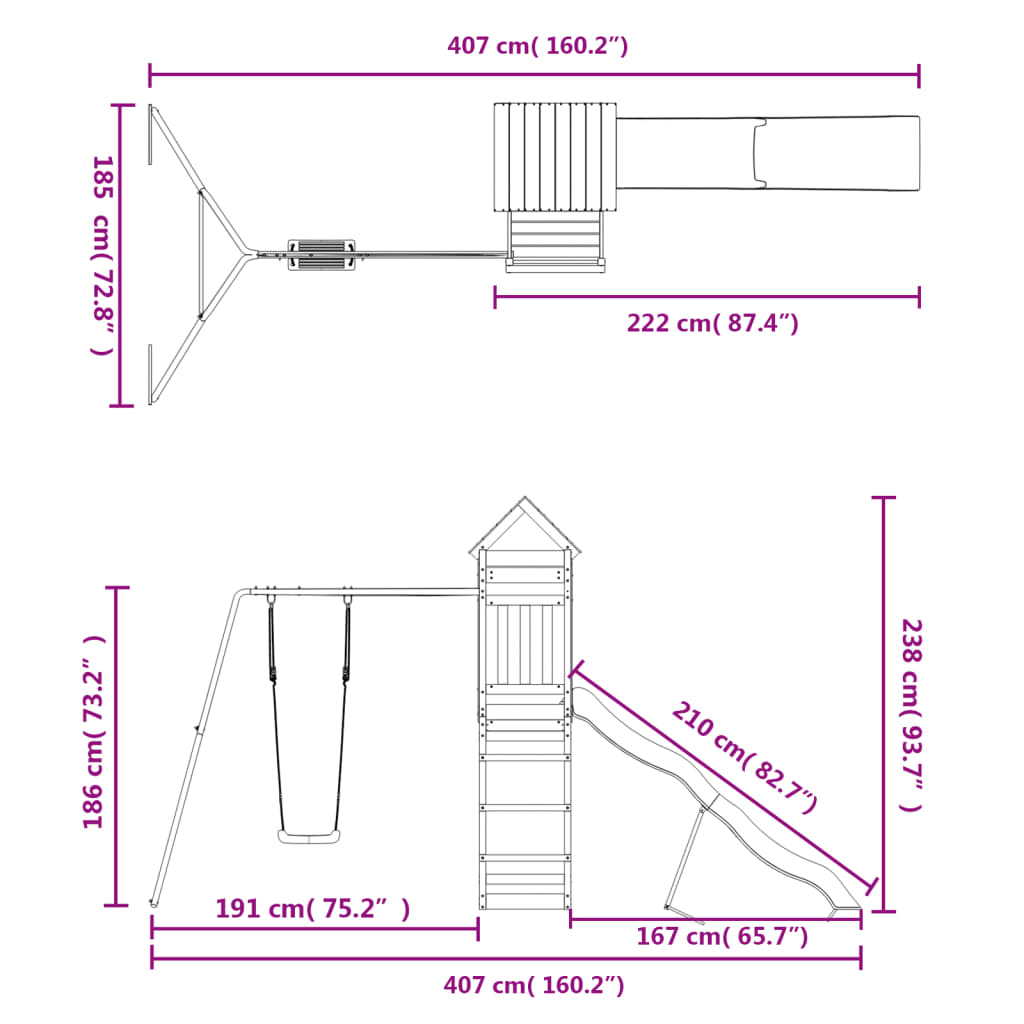 Conjunto de brincar para exterior madeira de pinho impregnada