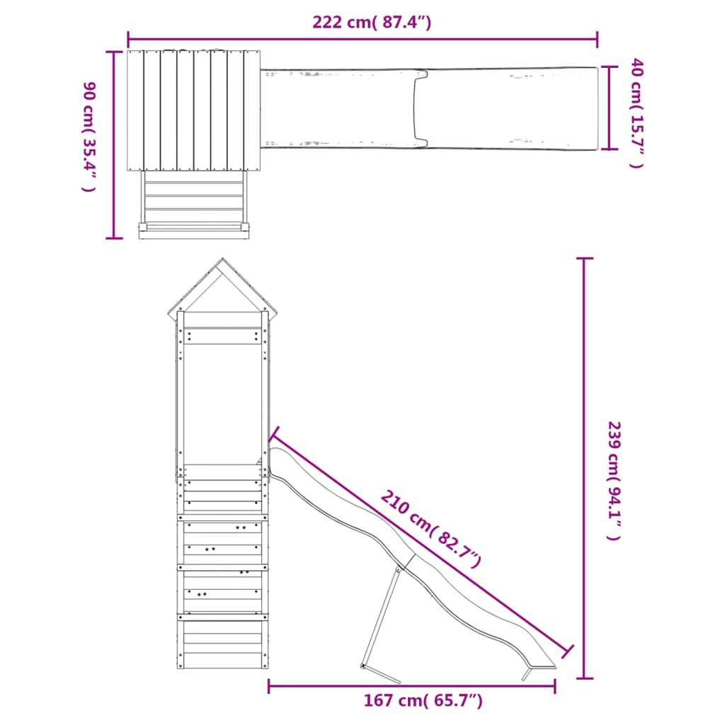 Conjunto de brincar para exterior madeira de douglas maciça