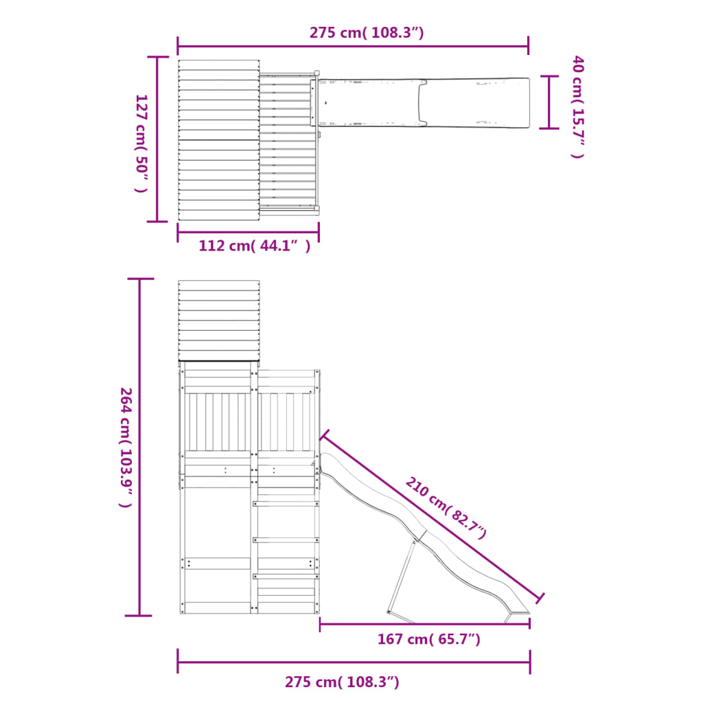 Conjunto de brincar para exterior madeira de douglas maciça