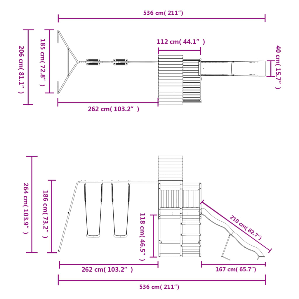 Conjunto de brincar para exterior madeira de pinho impregnada