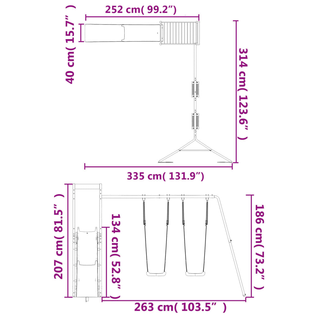 Conjunto de brincar para exterior madeira de pinho impregnada