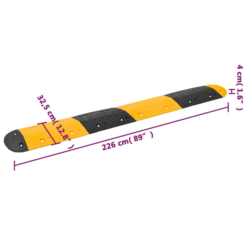 Lomba 226x32,5x4 cm borracha preto e amarelo