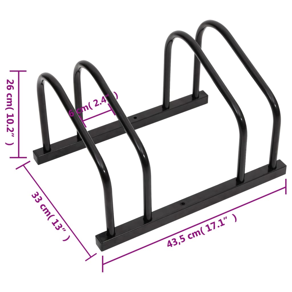 Suporte para 2 bicicletas aço preto