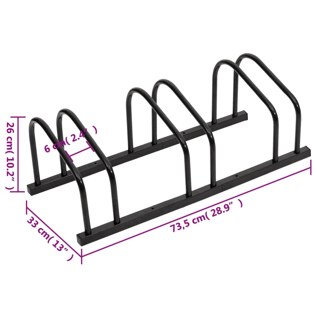 Suporte para 3 bicicletas aço preto